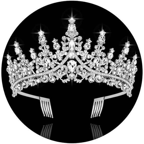 Silver Tiara and Crowns for Women Crystal Queen Crown, Wedding Tiaras for Bride - Picture 1 of 7